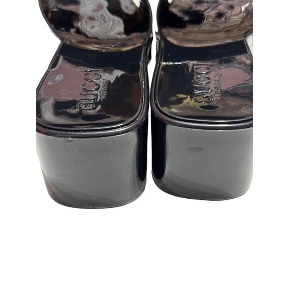 Gucci Rubber Logo Platform Slide Sandal in Black Size 37 Slip-On Open Toe - Picture 9 of 16